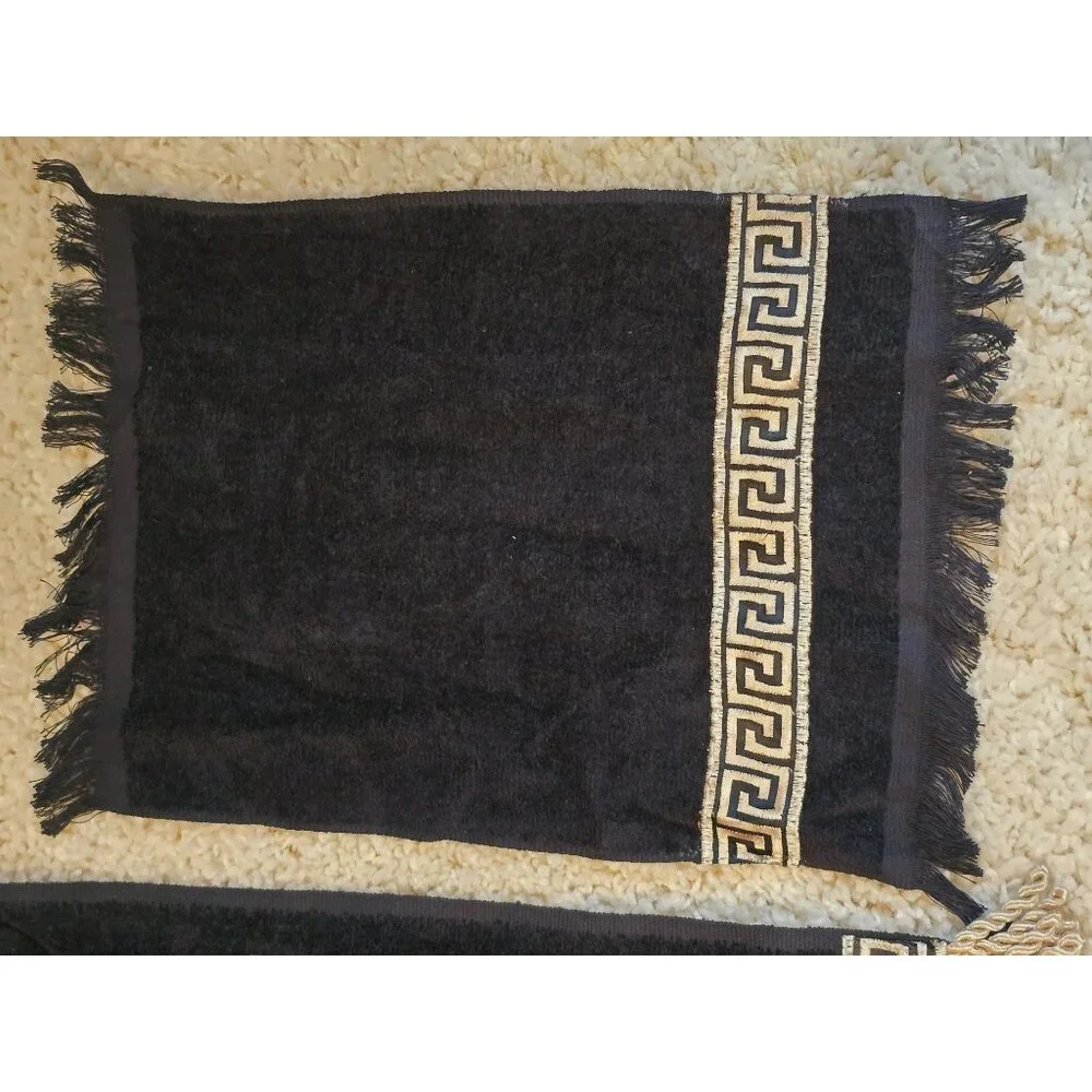 Avanti Greek Key Black Gold Towel Set 5 Pc Bath Hand Fingertip Towels